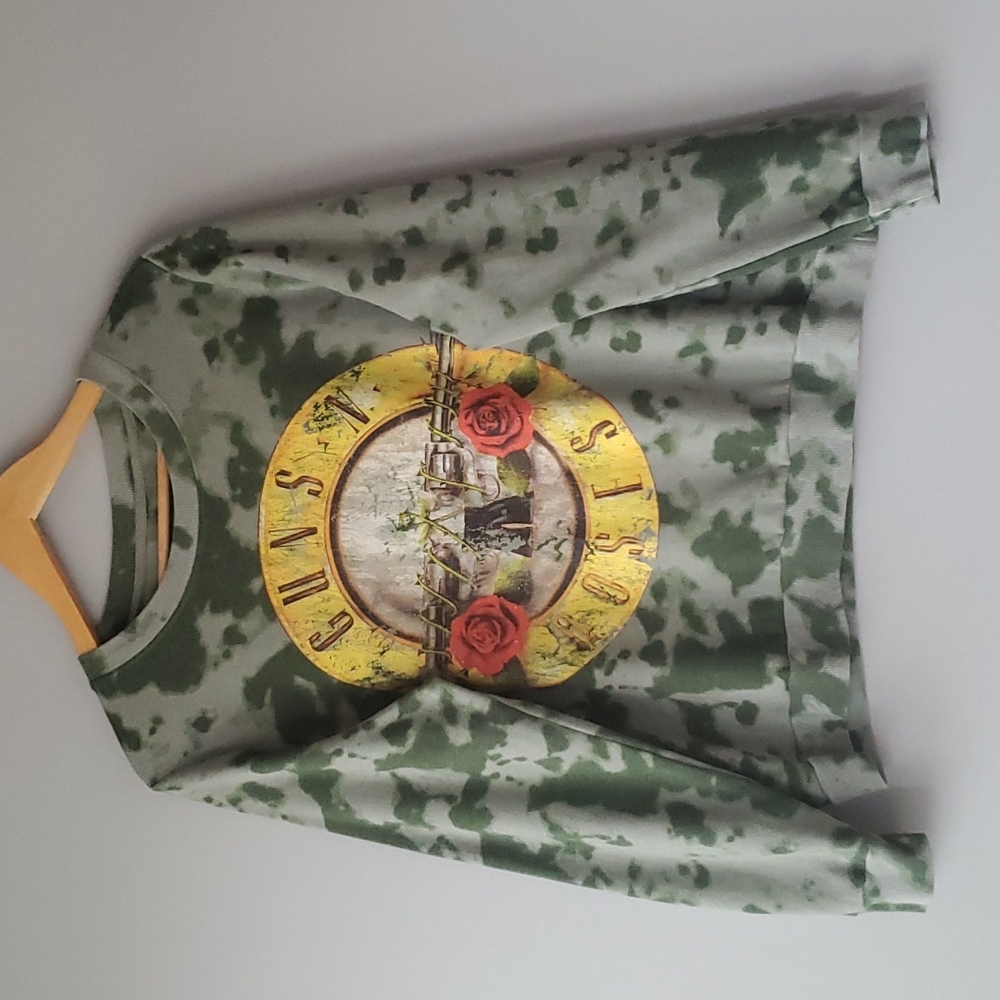 Guns and Roses Green Tie Dye Graphic Print Long Sleeve Crewneck Sweatshirt XL